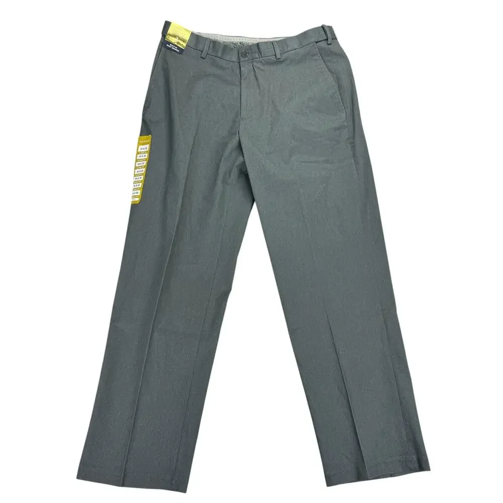 Haggar Mens Premium Iron Free Classic Fit Dress Pants Charcoal Gray 34x30